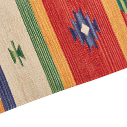 Beliani Klim Multicolour Cotton Kilim Area Rug 80 X 150 Cm - Handwoven Flatweave With Tassels - thumbnail 3