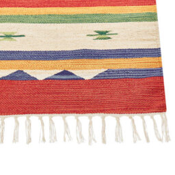 Beliani Klim Multicolour Cotton Kilim Area Rug 80 X 150 Cm - Handwoven Flatweave With Tassels - thumbnail 6