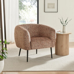 Furniturebox Veda Orange Fabric Accent Tub Chair - Bedroom Chair, Vanity Chair, Reading Chair - thumbnail 1