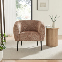 Furniturebox Veda Orange Fabric Accent Tub Chair - Bedroom Chair, Vanity Chair, Reading Chair - thumbnail 2