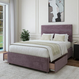 Bedmaster Mauve Luxury Velvet 2 Drawer Divan Base And Lined Headboard Single - thumbnail 2