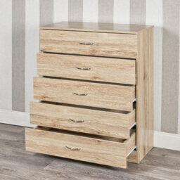 Urbn-Living Urbnliving Height 180Cm 4 Piece Wooden Bedroom Set Oak Wardrobe Chest Cabinet Bedside Table Clothes Storage - thumbnail 6
