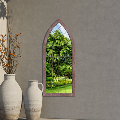 Mirroroutlet Chelsea Metal Arch Shaped Decorative Gothic Effect Garden Mirror 109Cm X 51Cm - image 1