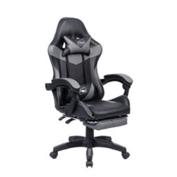 Neo Grey Massage Leather Computer Gaming Office Chair With Footrest - thumbnail 2