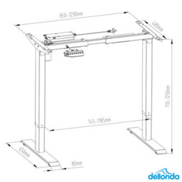 Dellonda Single Motor Adjustable Desk Frame With Digital Controls, 70Kg Capacity, Black - Dh18 - thumbnail 7