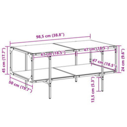 Berkfield Coffee Table With Transparent Glass Top 98.5X50X45 Cm Steel - thumbnail 9