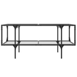 Berkfield Coffee Table With Transparent Glass Top 98.5X50X45 Cm Steel - thumbnail 4