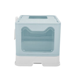 Thehotsale Large Blue Detachable Top Exit Plastic Folding Cat Litter Box With Slide-Out Tray And Scoop - thumbnail 5