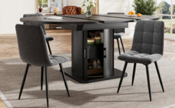 Btm Extendable Round Dining Table, 118 158Cm, Seats Up To 6, Mdf Table With Drawers, Dark Brown - thumbnail 6