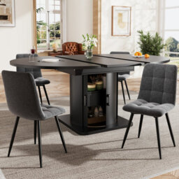 Btm Extendable Round Dining Table, 118 158Cm, Seats Up To 6, Mdf Table With Drawers, Dark Brown - thumbnail 5