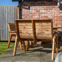 Samuel Alexander Outdoor Luxury Hand Made 6 Seater Chunky Rustic Wooden Garden Furniture Table And Chairs Set 180Cm Table - thumbnail 6
