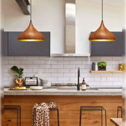 Long Life Lamps Company Modern Ceiling Pendant Dome Metal Wood Grain Finish Light H3063 - thumbnail 7