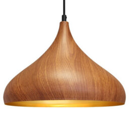 Long Life Lamps Company Modern Ceiling Pendant Dome Metal Wood Grain Finish Light H3063 - thumbnail 1