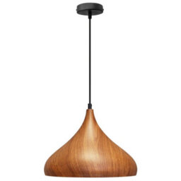 Long Life Lamps Company Modern Ceiling Pendant Dome Metal Wood Grain Finish Light H3063 - thumbnail 4
