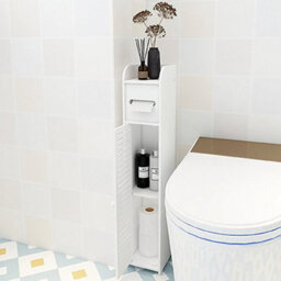 Toilet Paper Roll Holder White Pvc Free Standing Bathroom Storage Cabinet Shelf - thumbnail 4
