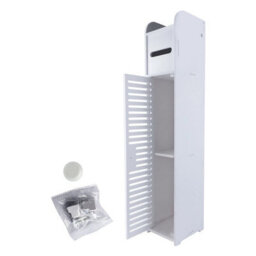 Toilet Paper Roll Holder White Pvc Free Standing Bathroom Storage Cabinet Shelf - thumbnail 3