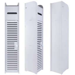Toilet Paper Roll Holder White Pvc Free Standing Bathroom Storage Cabinet Shelf