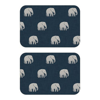 iStyle My Home Istyle Luxe Elephant Set Of 2 Velvet Backed Placemats