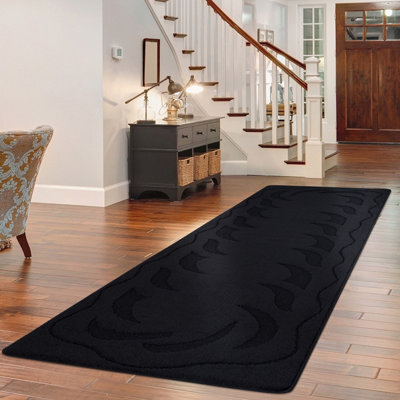Smart Living Heavy Duty Machine Washable Runner For Hallway, Kitchen Non Slip Floor Mats, Door Mat 60Cm X 220Cm - Black