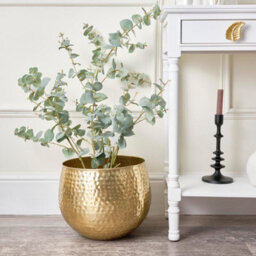 Melody Maison Medium Gold Hammered Metal Planter 30Cm X 28Cm