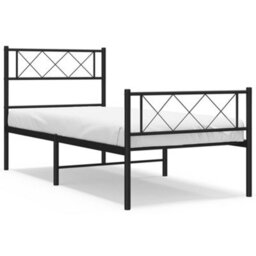 Berkfield Metal Bed Frame With Headboard And Footboard Black 107X203 Cm - thumbnail 2