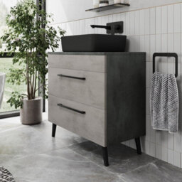 Aveli Bathroom Vanity Unit Basin Sink Cabinet Storage Drawer 800mm Soft Close Grey - thumbnail 1