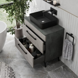 Aveli Bathroom Vanity Unit Basin Sink Cabinet Storage Drawer 800mm Soft Close Grey - thumbnail 4