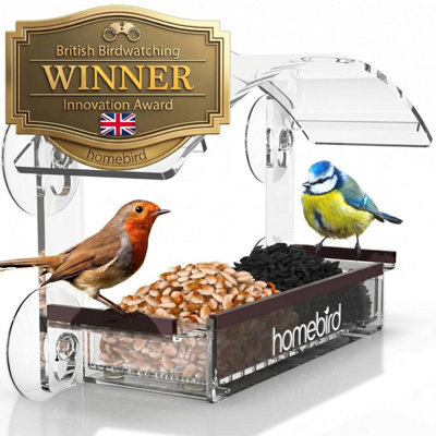 Window Bird Feeder With Strong Suction Cups Homebird Removable Seed Tray For Watching Feeders Small Birds Squirrel Proof Box
