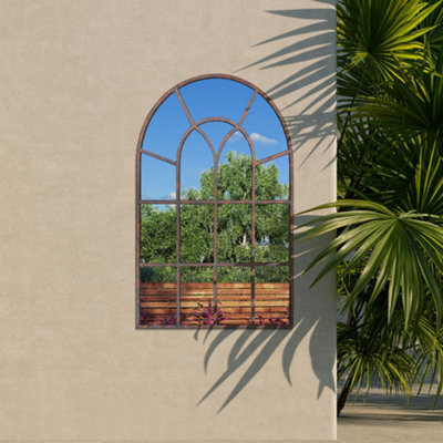 Mirroroutlet Chelsea Metal Arch Shaped Decorative Window Effect Garden Mirror 90Cm X 60Cm - image 1