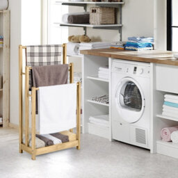 Gainoom Freestanding Wood Towel Rack 3-Tier Towel Drying Stand With  Bottom Storage Shelf - thumbnail 9