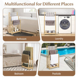 Gainoom Freestanding Wood Towel Rack 3-Tier Towel Drying Stand With  Bottom Storage Shelf - thumbnail 6
