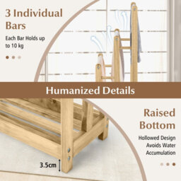 Gainoom Freestanding Wood Towel Rack 3-Tier Towel Drying Stand With  Bottom Storage Shelf - thumbnail 8