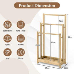 Gainoom Freestanding Wood Towel Rack 3-Tier Towel Drying Stand With  Bottom Storage Shelf - thumbnail 5