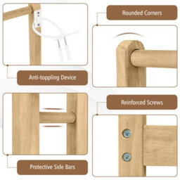 Gainoom Freestanding Wood Towel Rack 3-Tier Towel Drying Stand With  Bottom Storage Shelf - thumbnail 2
