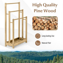 Gainoom Freestanding Wood Towel Rack 3-Tier Towel Drying Stand With  Bottom Storage Shelf - thumbnail 3