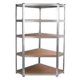 MonsterShop Corner Racking Garage Galvanised Shelving / 900mm X 300mm X 1800mm Racks Storage Unit / 5 Shelves Mdf & Galvanised Steel - thumbnail 1
