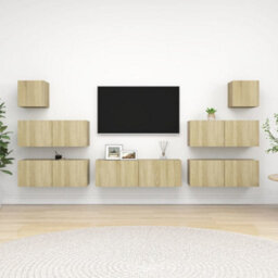 Berkfield 7 Piece Tv Cabinet Set Sonoma Oak Engineered Wood - thumbnail 1