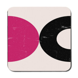 Benjamin Tate Design Geometric Placemat And Coaster Set 12 Pieces Pink Black Circle Design - thumbnail 3