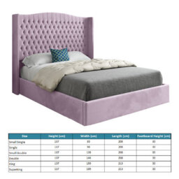 Snuggler Curved Top Winged Upholstered Soft Velvet Designer Bed Frame - thumbnail 5