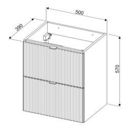 Heze Furniture Line Reed 2 Drawer Bathroom Cabinet Vanity Unit 50Cm - Sage - thumbnail 6