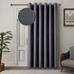 Aspire Homeware Charcoal Linen 100% Blackout Curtain-Thermal Eyelet Room Darkening Single Panel Door Curtain (W)168Cm X (D)213Cm - thumbnail 9
