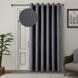 Aspire Homeware Charcoal Linen 100% Blackout Curtain-Thermal Eyelet Room Darkening Single Panel Door Curtain (W)168Cm X (D)213Cm