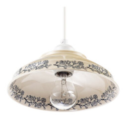 Happy Homewares Cream Gloss Ceramic Pendant Light Shade With Navy Blue Floral Design - thumbnail 5