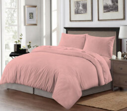 Homes & Linen Super Soft Brushed Microfiber Embossed Stripe Blush Pink Duvet Cover Set With Pillowcases