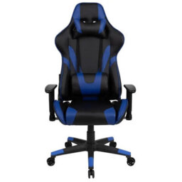 Fwstyle Black & Blue Reclining Gaming Chair Faux Leather With Adjustable Height, Lumbar & Headrest Support - thumbnail 4