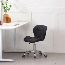 Height Adjustable Vanity Office Chair Faux Leather Swivel Chair Office Makeup - thumbnail 1