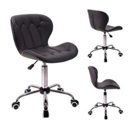 Height Adjustable Vanity Office Chair Faux Leather Swivel Chair Office Makeup - thumbnail 3