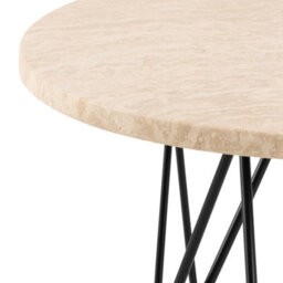 Furniture To Go Prunus Round Side Table In Matt Beige And Black Coated Steel Base 55X41.4Cm - thumbnail 6