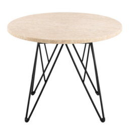 Furniture To Go Prunus Round Side Table In Matt Beige And Black Coated Steel Base 55X41.4Cm - thumbnail 2