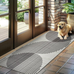 Ameha Non Slip Printed Rug Area Runner Abstract Lines Or Optical Wave Pattern Kitchen Floor Mat Indoor/outdoor (60X220 Cm Jett Rugs) - thumbnail 1